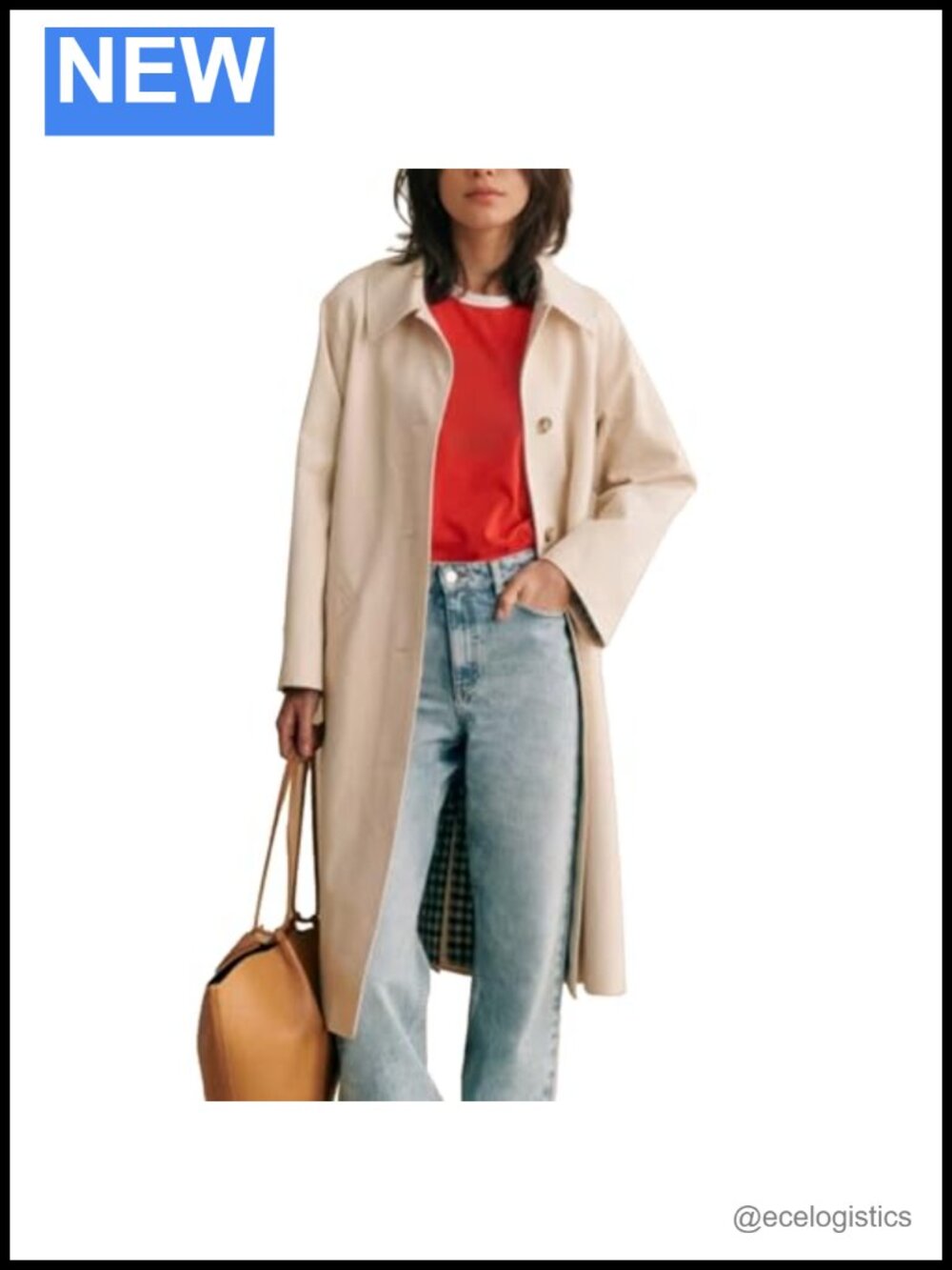 Oversized Long Trench Coat Waterproof Polyester with Plaid Lining, Button